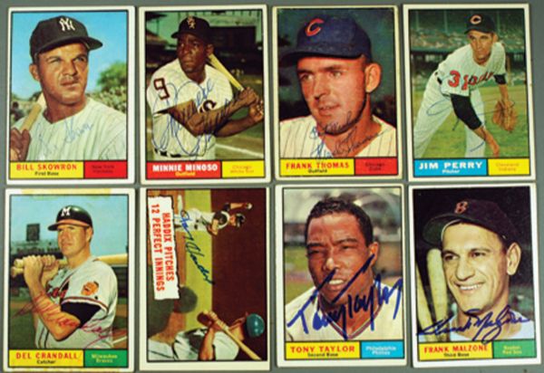 Signed 1961 Topps lot of 125 with Killebrew, Spahn, Ford