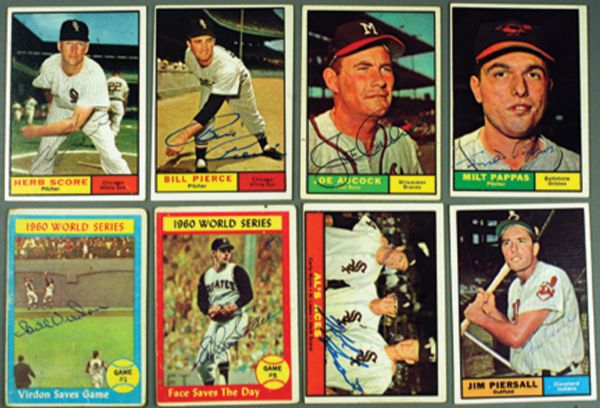 Signed 1961 Topps lot of 125 with Killebrew, Spahn, Ford
