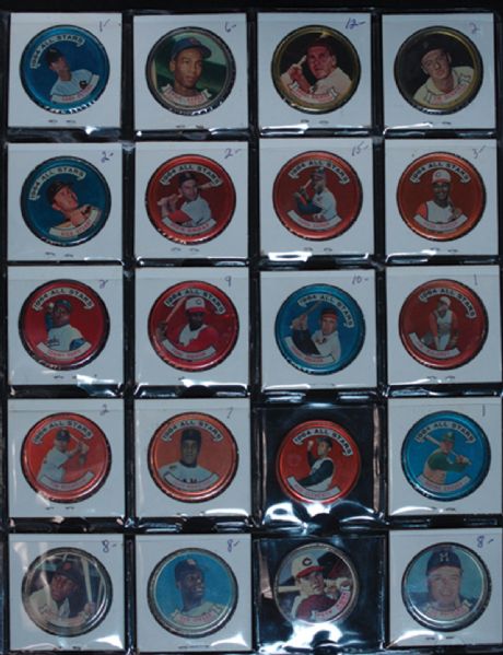 1964 Topps Coins lot of 34 with Clemente, Aaron, Banks, Rose