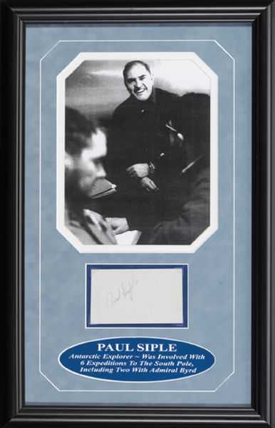 Explorer Paul Siple Signed 3x5 Index Card Display (JSA)