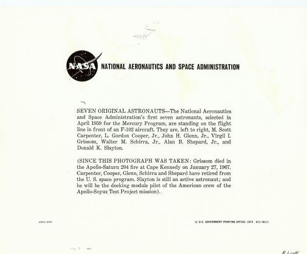 Mercury 7 Crew-Signed 8x10 Photo (6 Signatures) (PSA/DNA)