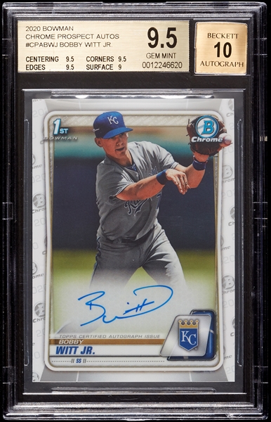 2020 Bowman Chrome Prospects Autographs Bobby Witt BGS 9.5 (AUTO 10)