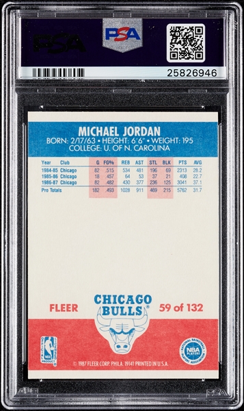 1987 Fleer Michael Jordan No. 59 PSA 10