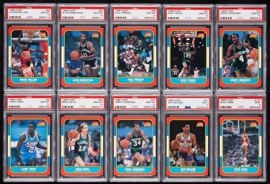 1986 Fleer Basketball PSA 9 or Higher Complete Set With Michael Jordan PSA 9 - No. 49 PSA Registry (132)