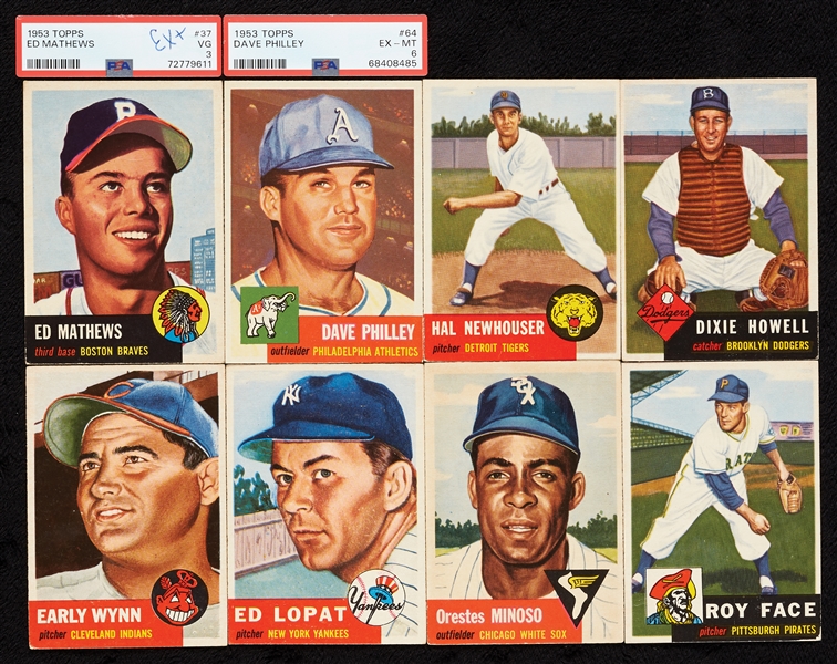 1953 Topps Baseball High-Grade Partial Set, 18 Slabs (103)