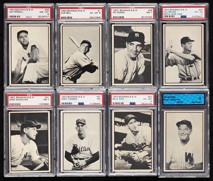 1953 Bowman B&W Baseball Super High-Grade, All-Slabbed Set (65) - 6th on PSA Set Registry