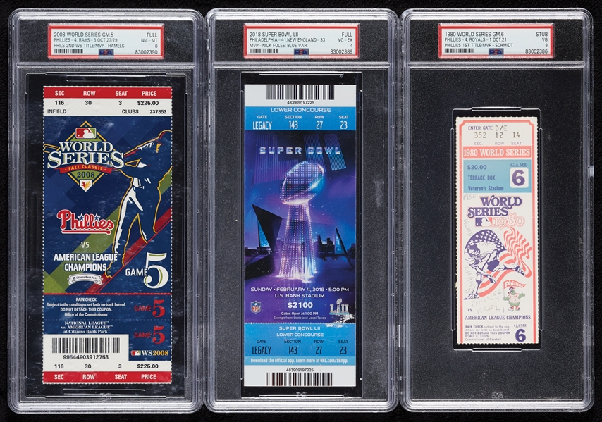 Philadelphia All-Sports Championship Clinching Tickets Group - All PSA Graded (9)