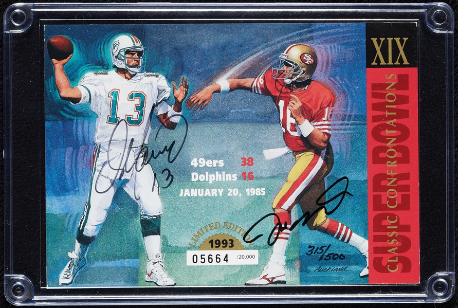Dan Marino & Joe Montana Signed Super Bowl XIX Card (315/500) (UDA)