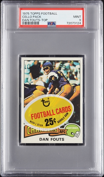 1975 Topps Football Cello Pack - Dan Fouts RC Top (Graded PSA 9)