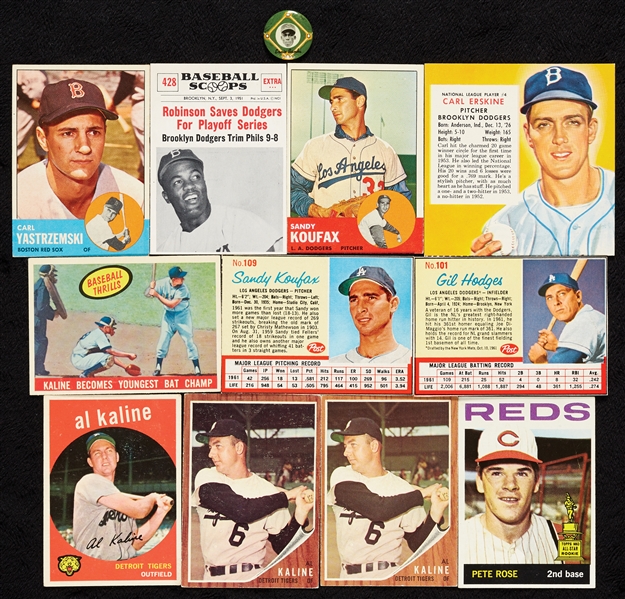 1954-80s Topps Baseball HOFer Group With Koufax, Kaline, Banks Etc. (29)
