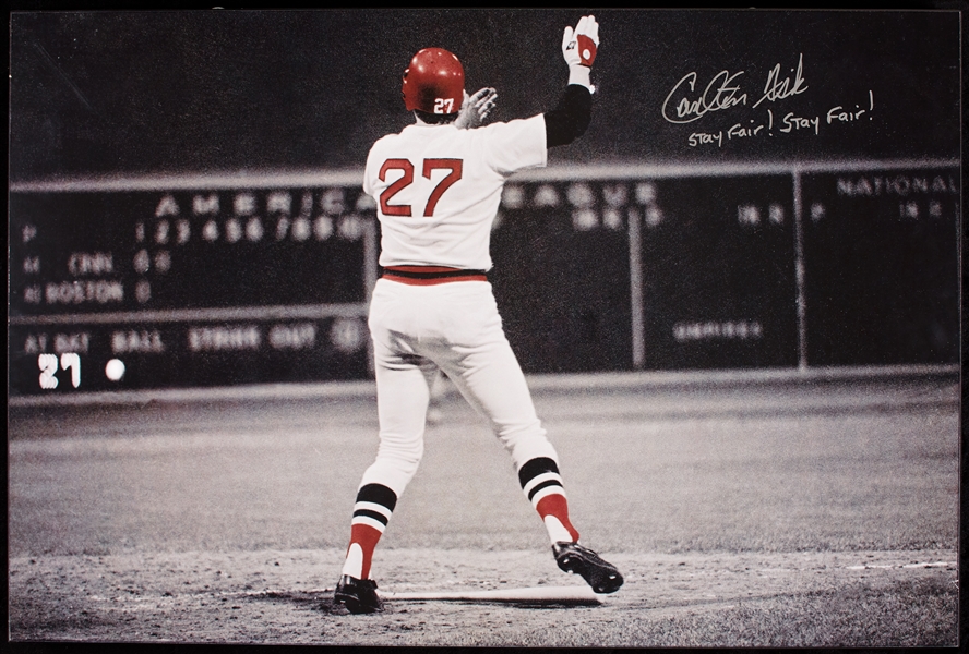 Carlton Fisk Signed Print Inscribed Stay Fair! Stay Fair! (BAS)