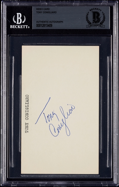 Tony Conigliaro Signed 3x5 Index Card (BAS)
