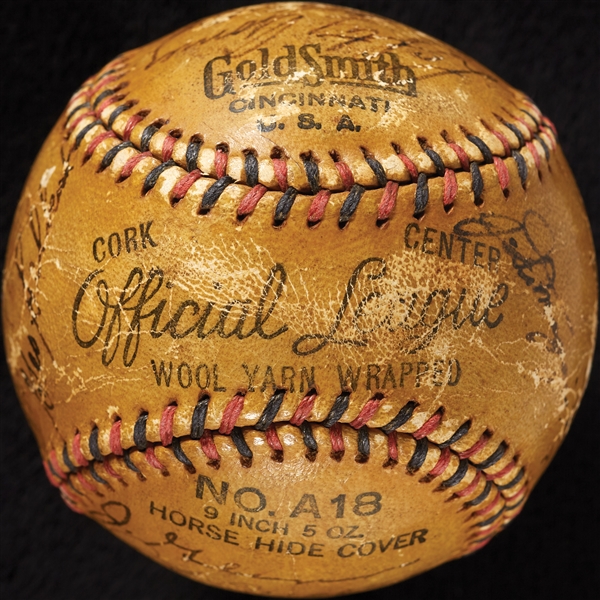 1937 New York Yankees World Champs Team-Signed Baseball with Lou Gehrig SS (JSA)