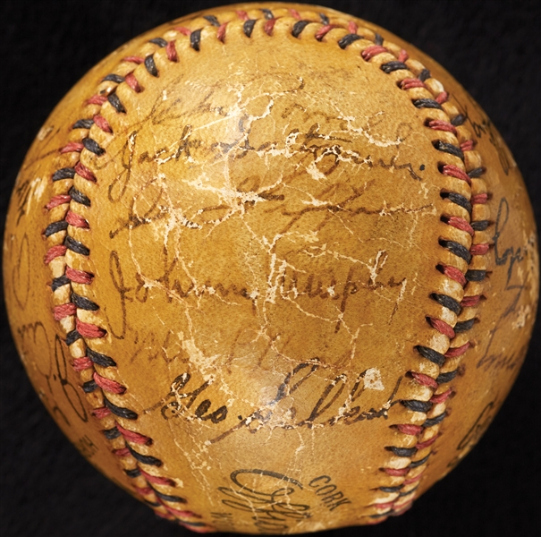 1937 New York Yankees World Champs Team-Signed Baseball with Lou Gehrig SS (JSA)