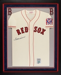 Ted Williams Signed Red Sox Flannel Mitchell & Ness Jersey in Frame (JSA)