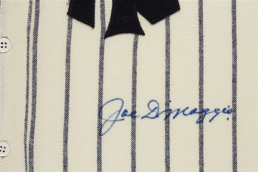 Joe DiMaggio Signed Yankees Flannel Mitchell & Ness Jersey in Frame (146/325) (JSA)