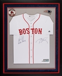 Tom Brady & David Ortiz Dual-Signed Red Sox Jersey in Frame "Boston Strong" (10/24) (Tri-Star) (MLB) (Fanatics)