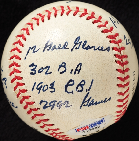 Willie Mays Single-Signed ONL STAT Baseball with Multiple Inscriptions (PSA/DNA) (BAS)