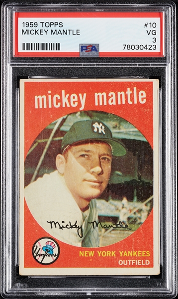1959 Topps Mickey Mantle No. 10 PSA 3