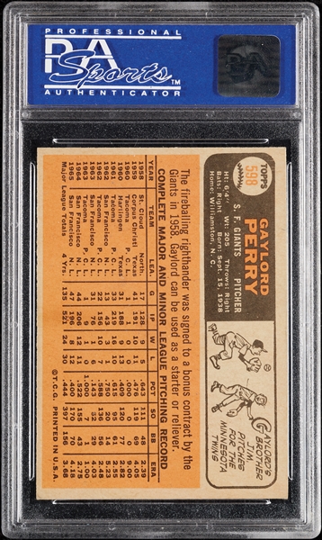 1966 Topps Gaylord Perry No. 598 PSA 8