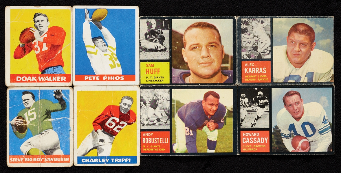 1948 Leaf, ’49 Bowman and ’62 Topps Football Group, Eight HOFers (62)