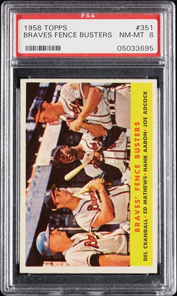 1958 Topps Braves Fence Busters No. 351 PSA 8