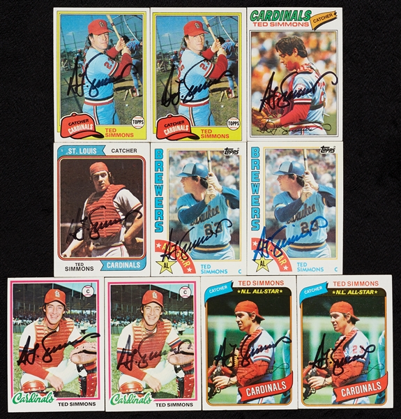 Ted Simmons Signed Trading Cards Group (20)
