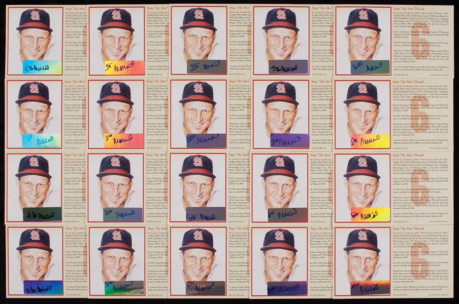 Stan Musial Signed 3x5 Bio Cards (20)