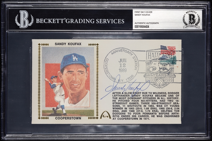 Sandy Koufax Signed Cooperstown FDC (BAS)