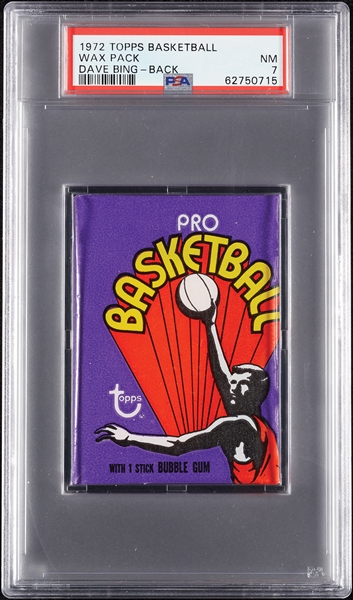 1972 Topps Basketball Wax Pack - Dave Bing Back (Graded PSA 7)