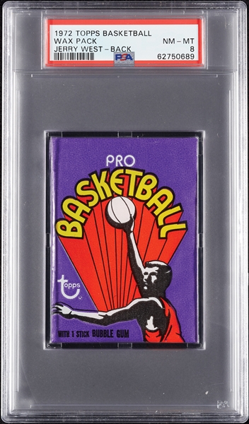 1972 Topps Basketball Wax Pack - Jerry West Back (Graded PSA 8)