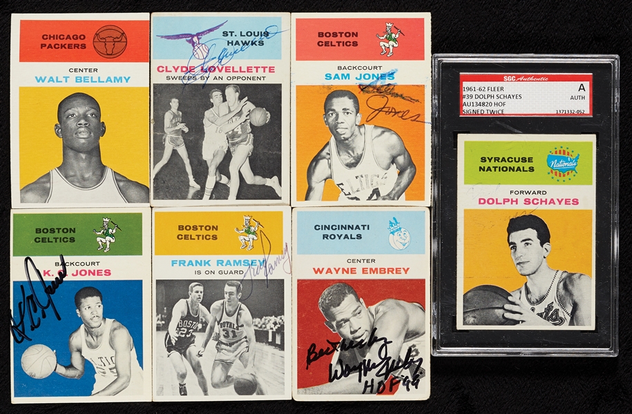 1961 Fleer Basketball Group With Rookies, Eight Autographs (20)