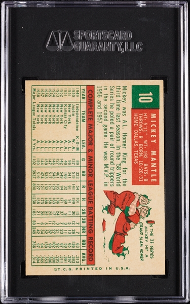 1959 Topps Mickey Mantle No. 10 SGC 5.5