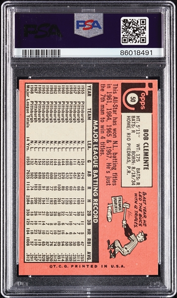 1969 Topps Roberto Clemente No. 50 PSA 7