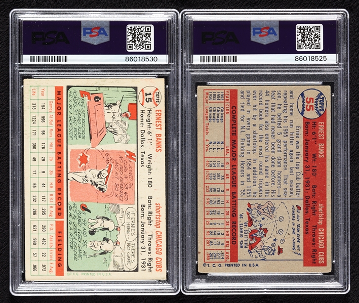 Ernie Banks PSA-Graded Pair with 1956 & 1957 (2)