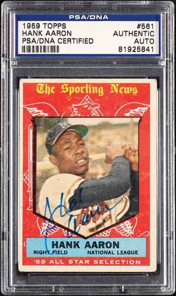Hank Aaron Signed 1959 Topps All-Star No. 561 (PSA/DNA)