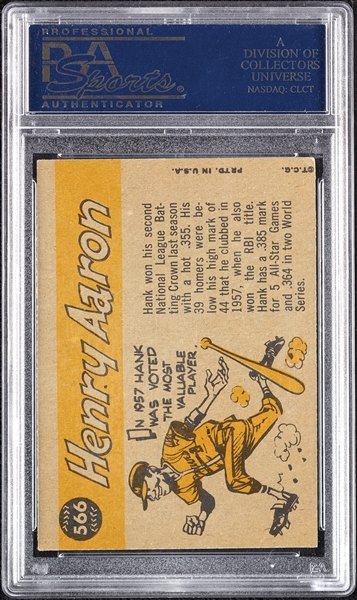 Hank Aaron Signed 1960 Topps All-Star No. 566 (PSA/DNA)