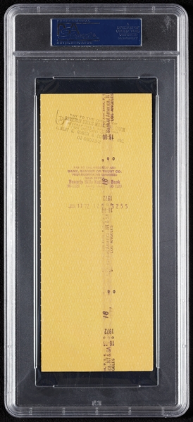 Gregory Peck Signed Check (1972) (Graded PSA/DNA 9)