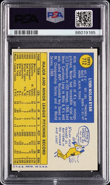 1970 Topps Nolan Ryan No. 712 PSA 6