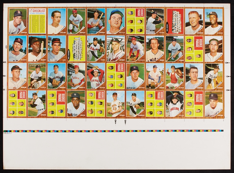 1962 Topps Baseball High Series Proof Sheet With Black Ink