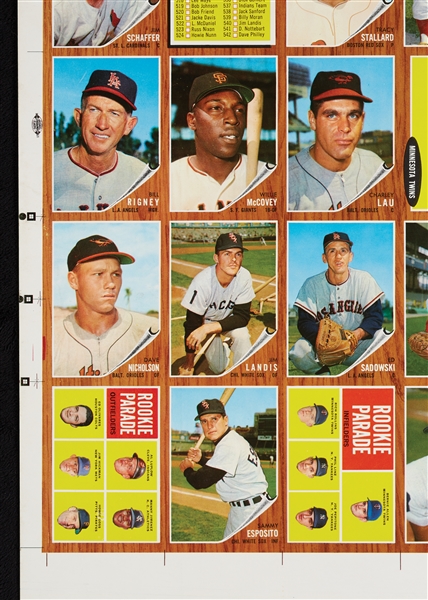 1962 Topps Baseball High Series Proof Sheet With Black Ink