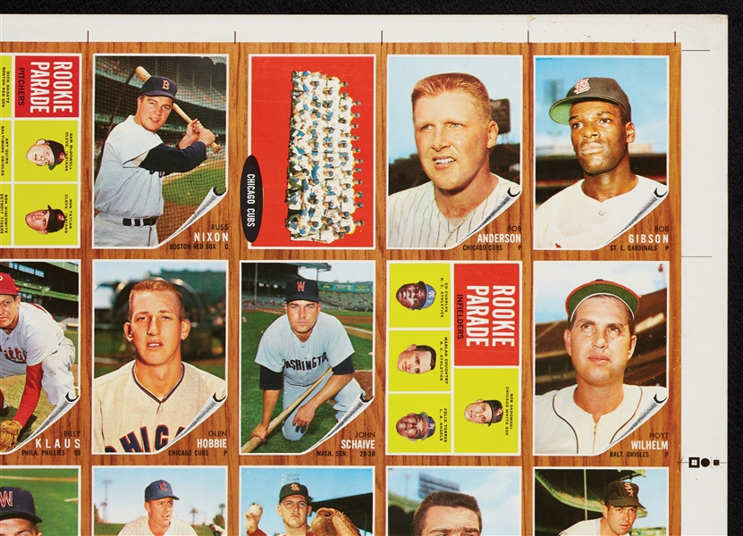 1962 Topps Baseball High Series Proof Sheet With Black Ink