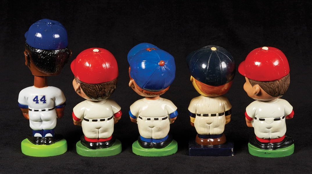 1960-62 Color Base Bobbin Heads Group Plus 1975 Aaron Brewers Piece (5)