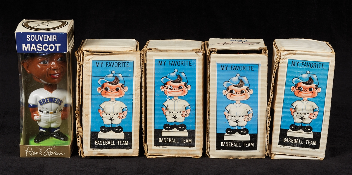 1960-62 Color Base Bobbin Heads Group Plus 1975 Aaron Brewers Piece (5)