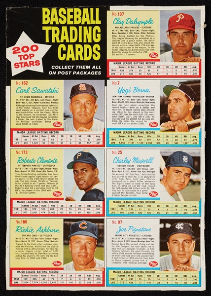 1962 Post Cereal Baseball Near Set in Uncut Panels With Extras (248)