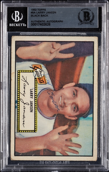 Larry Jansen Signed 1952 Topps No. 5 (BAS)