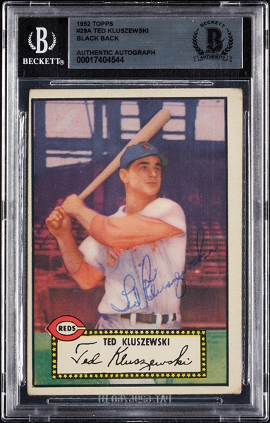 Ted Kluszewski Signed 1952 Topps No. 29 (BAS)