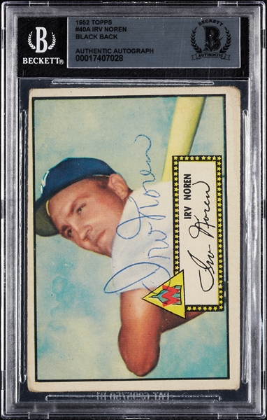 Irv Noren Signed 1952 Topps No. 40 (BAS)