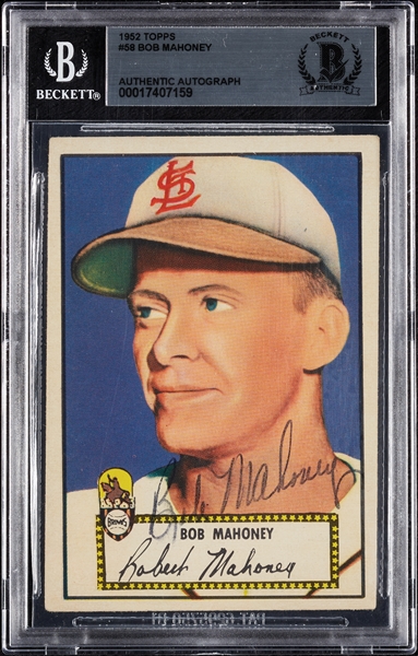 Bob Mahoney Signed 1952 Topps No. 58 (BAS)