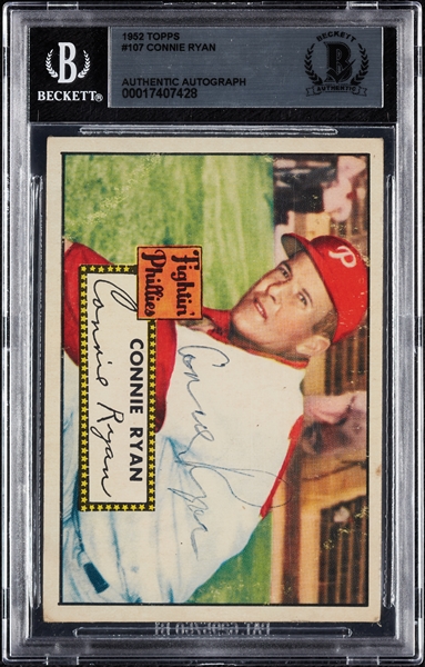 Connie Ryan Signed 1952 Topps No. 107 (BAS)